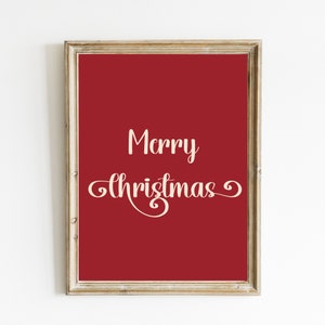 Frohe Weihnachten Druck | Weihnachtsdeko | Rot-weiße Weihnachtsdekoration | Weihnachten Typografie Print | DIGITALER DOWNLOAD