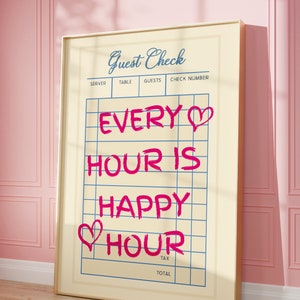 Gastcontroleposter | Trendy muurkunst | Gastencheque afdrukken | Happy Hour-afdruk | Afdrukbaar Bar Cart Decor | Slaapzaal afdrukken | DIGITALE DOWNLOAD