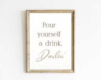 Sírvase una impresión de bebida / Decoración del carrito de la barra / Impresiones del carrito de la barra / Arte del carrito de la barra / Impresión del arte del cóctel / Arte imprimible / Descarga digital