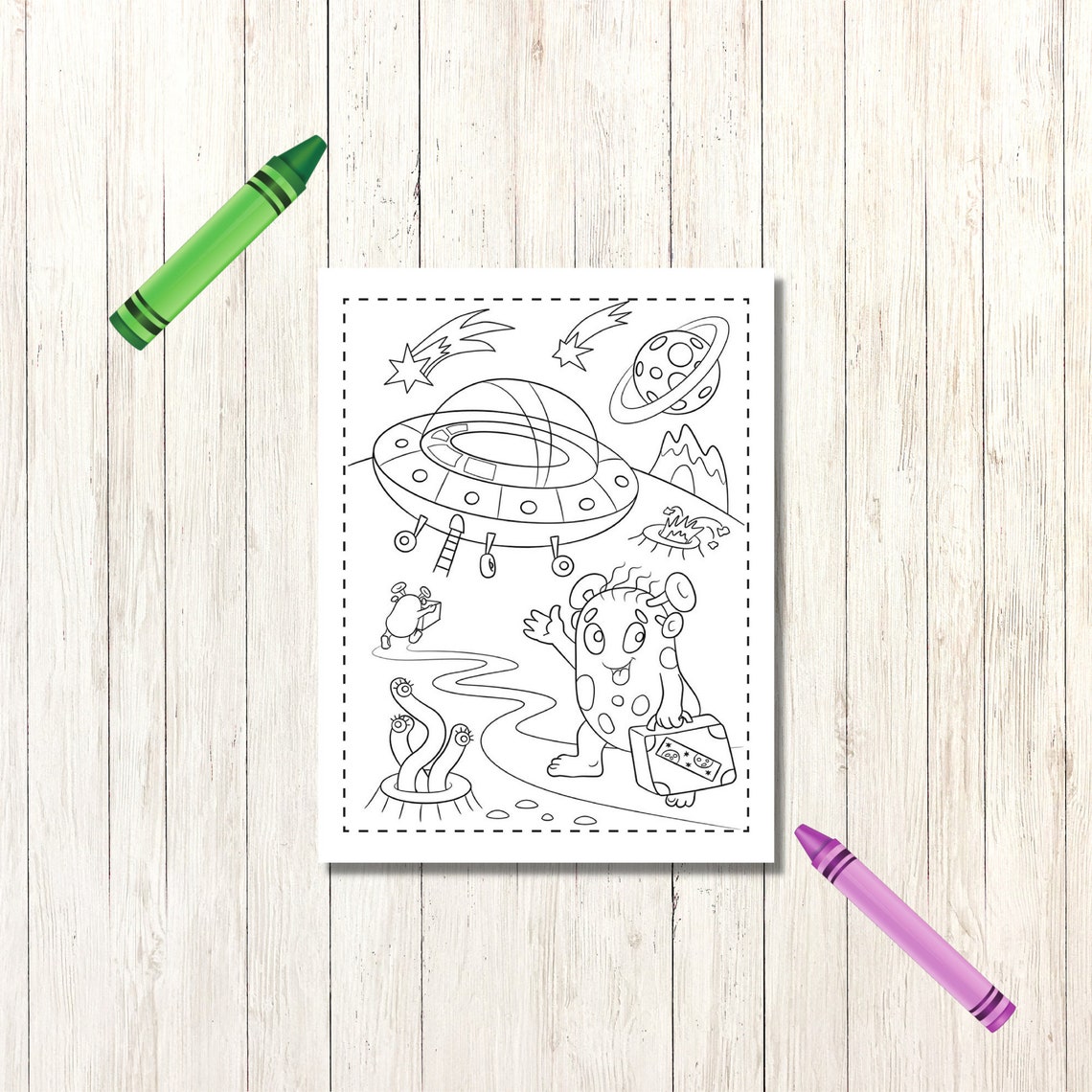 Outer Space Coloring Page Preschool and Kindergarten Coloring Sheet