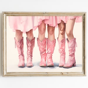 Cowgirl Decor | Dorm Room Painting | Trendy Printable Wall Art | Retro Western Print | Pink Cowgirl Boots | Cowgirl Wall Art | DIGITAL PRINT