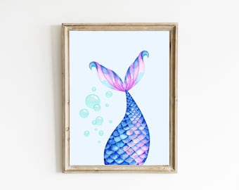 Mermaid Print | Mermaidcore Print | Mermaid Home Decor | Mermaid Tail Print | Nursery Bathroom Decor | Printable Wall Art | DIGITAL DOWNLOAD