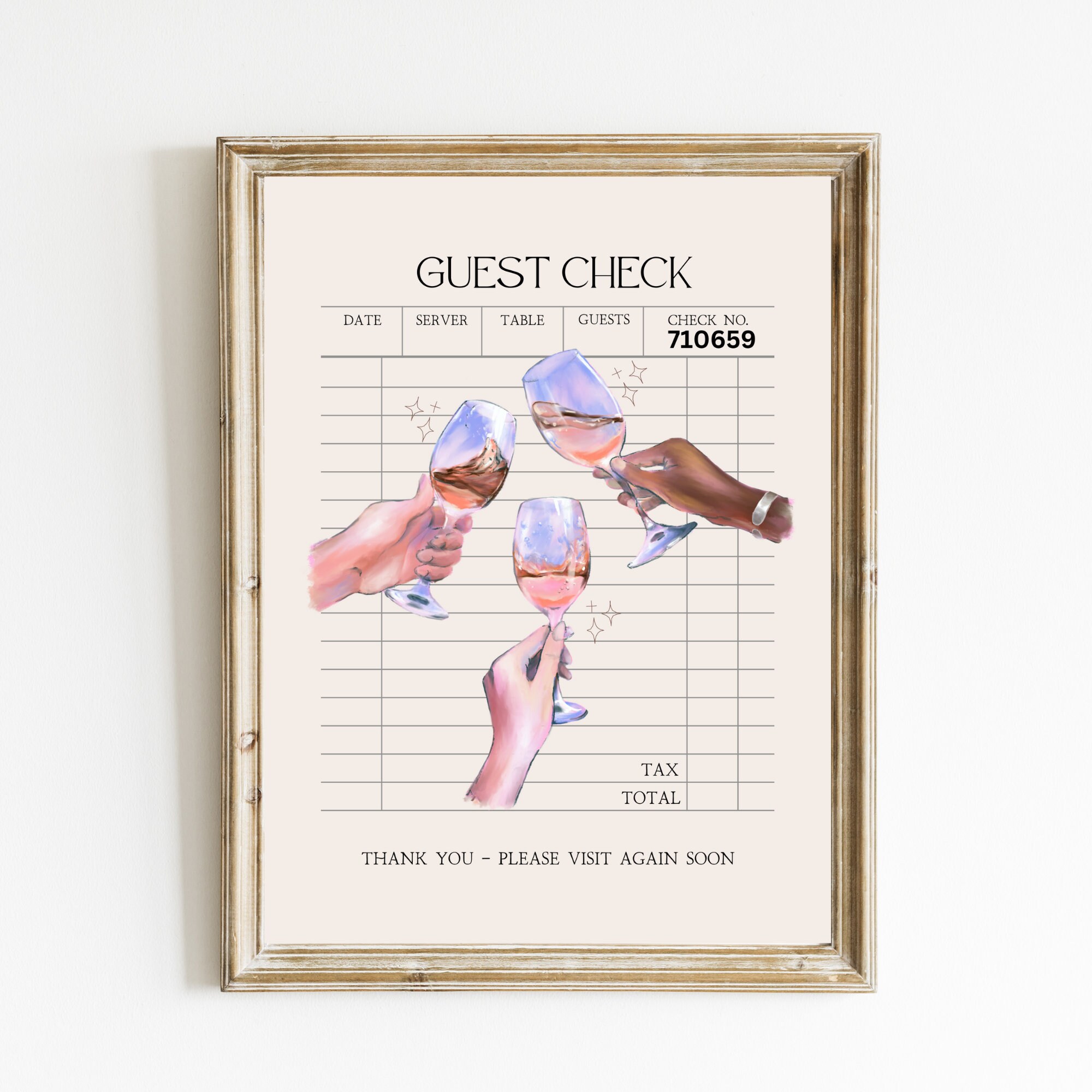 Guest Check Cheers | Cocktail Printable | Trendy Kitchen Art | Alcohol ...
