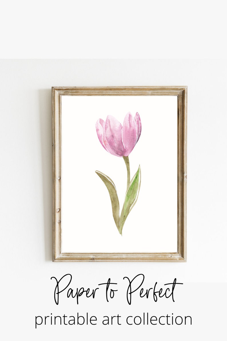 Pink Tulip Print Watercolor Tulip Wall Art Pink Easter - Etsy