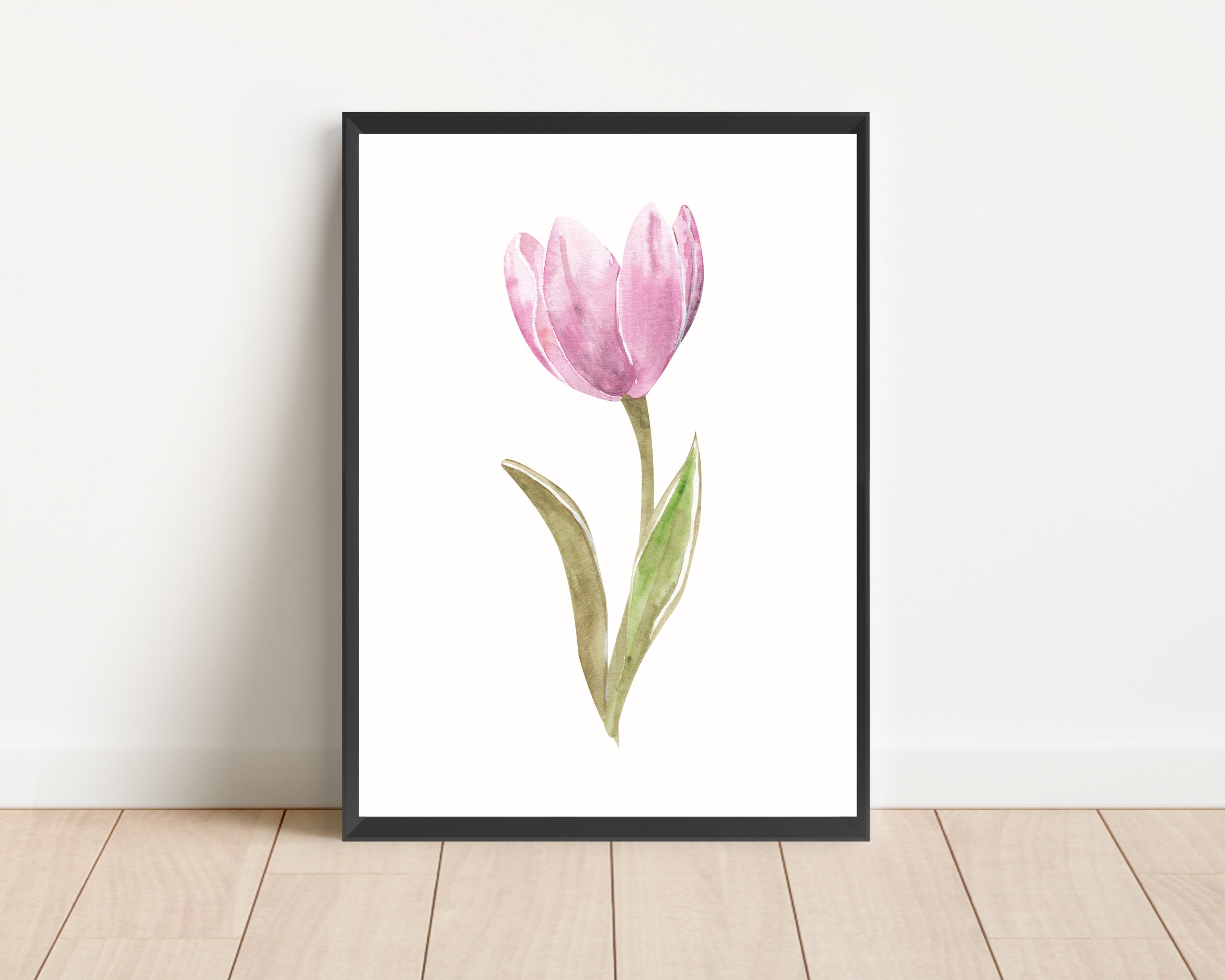 Pink Tulip Print Watercolor Tulip Wall Art Pink Easter - Etsy