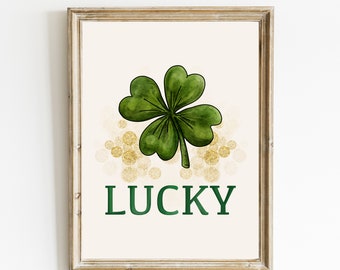 Lucky Shamrock Print | Irish Home Decor | St. Patrick's Day Wall Art | Green and Gold Print | Clover Wall Art | DIGITAL DOWNLOAD