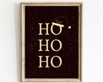 Ho Ho Ho Christmas Print | Gold Holiday Wall Art (Digital Download)