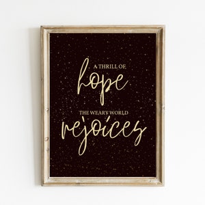 Thrill of Hope Print | Oh Holy Night Wall Art | Christmas Printable | Christmas Decorations | Christmas Carol Wall Art | Black and Gold