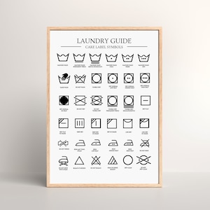 Wäschestube Print |  Wäschepflege Symbole | Druckbare Kunst | Pflegeetiketten Anleitung | Wäschestube Wanddekoration | Digitaldruck | Digitaler Download