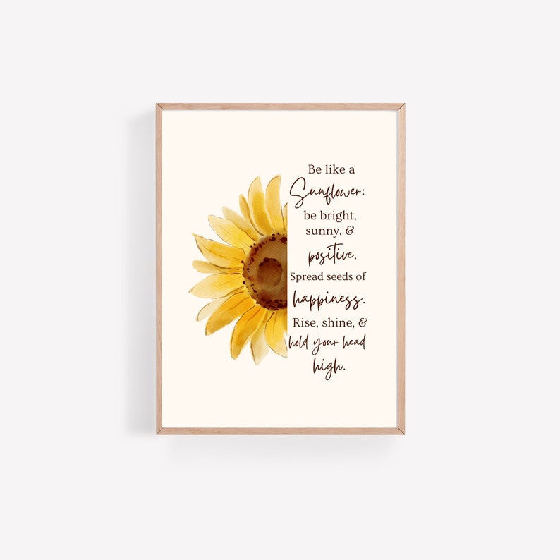 Be a Sunflower Sign | Printable Wall Art | Sunflower Decor | Positivity ...