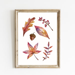 Fall Print | Autumn Wall Decor | Watercolor Fall Art | Fall Printable Art | Fall Decor | Fall Botanical Print | DIGITAL DOWNLOAD