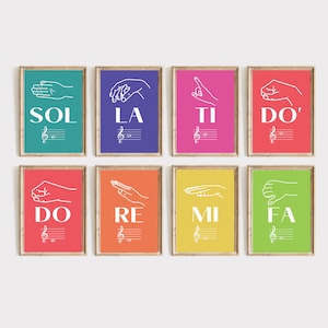 Solfege Hand Signals Poster | Solfa Printable | Music Classroom Decor | Music Education Print | Rainbow Bright Colors | DIGITAL DOWNLOAD