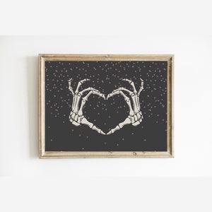 Skeleton Hand Heart | Halloween Digital Prints | Fall Printable Wall Art | Autumn Home Decor | Spooky Season Printables | DIGITAL DOWNLOAD