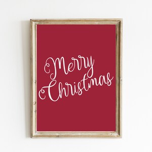 Merry Christmas Word Art Print Red and White Christmas Printable ...