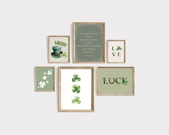 St Patricks Day Gallery Wall Bundle | Set of 6 Printables | Modern St Patrick's Day Home Decor | Green Wall Art Prints | DIGITAL DOWNLOAD