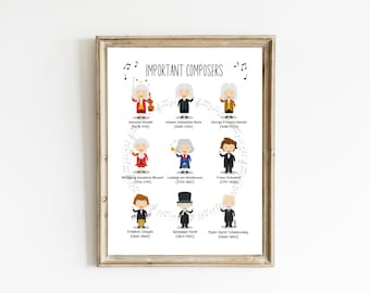 Famous Composers Print | Music Education Poster | Classical Music Sign | Music Classroom Decor | Classical Composers | DIGITAL DOWNLOAD
