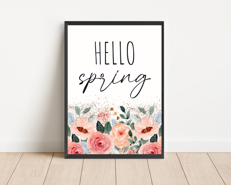 Hello Spring Printing Hello Spring Print | Watercolor Flower Print | Botanical Print | Spring ...
