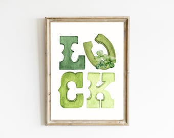 Watercolor Shamrock Luck Print | St. Patrick's Day Decor (Digital Download)