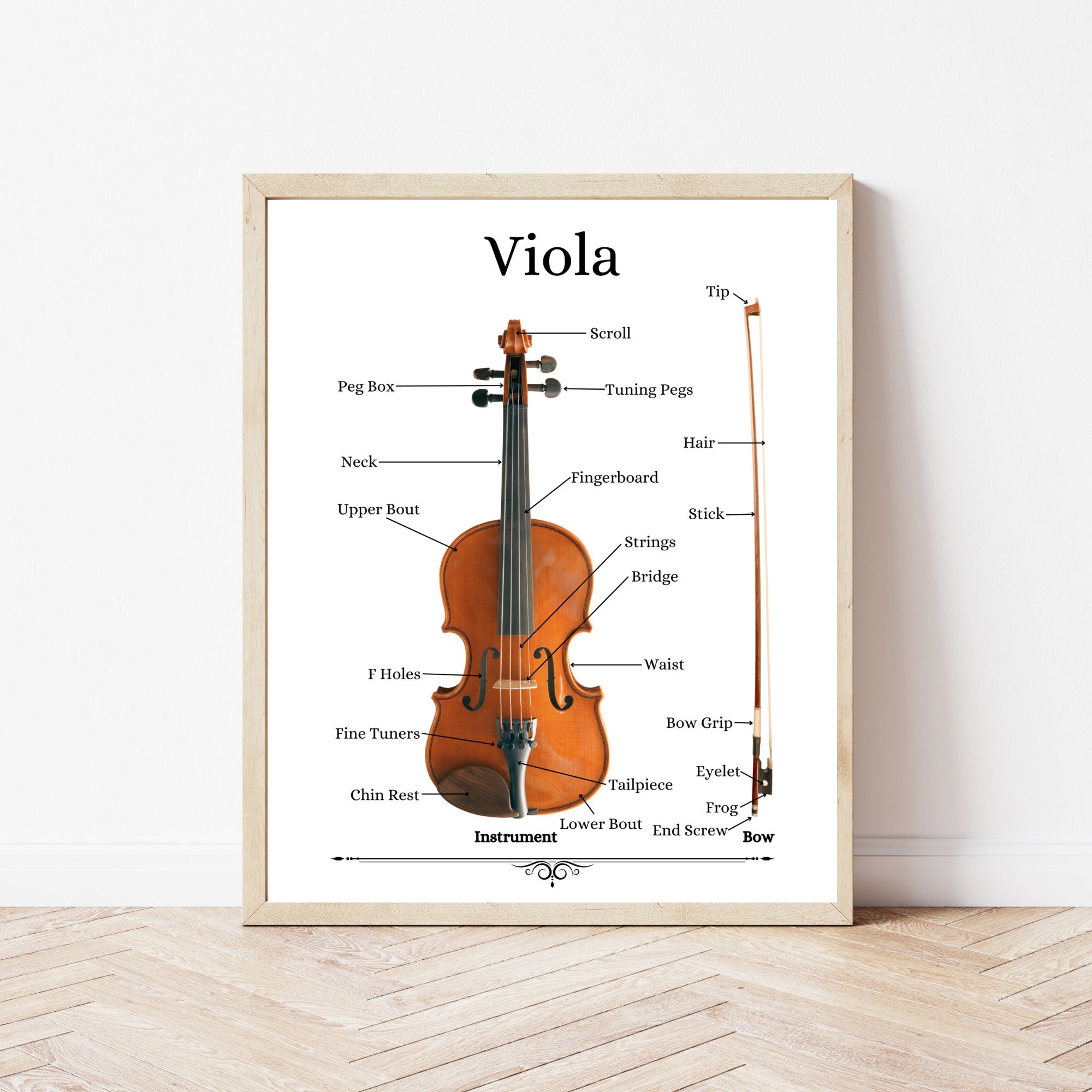 Viola Print | Viola Instrument Diagram | Instrument Print | Music ...