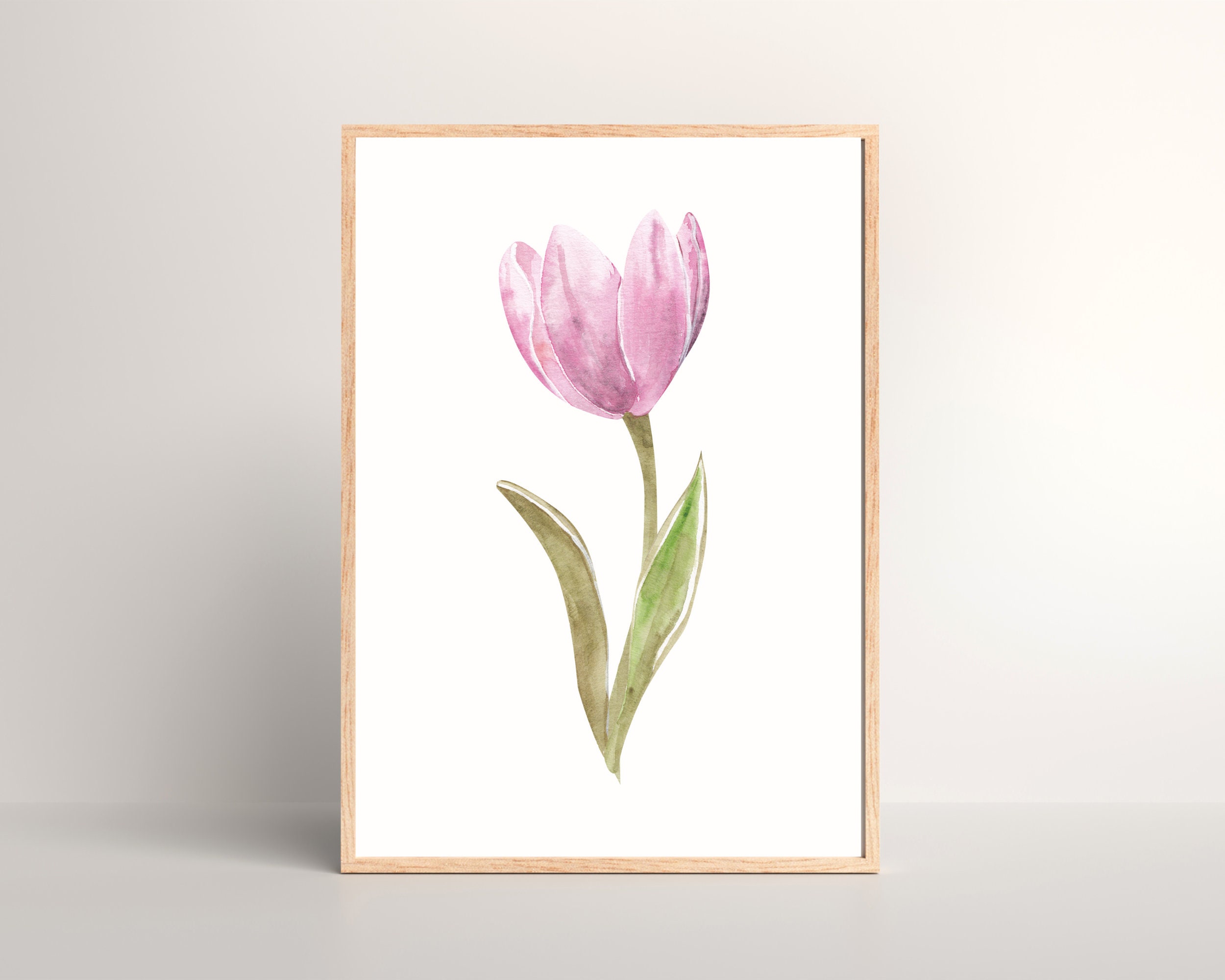 Pink Tulip Print | Watercolor Tulip Wall Art | Pink Easter Decor ...