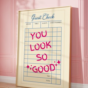 Gast Check Poster | Bar Cart Print | Karo Poster | Retro Wandkunst | Preppy Dekor | Wohnheim Druck | Schlafzimmer Wandkunst | DIGITALER DOWNLOAD