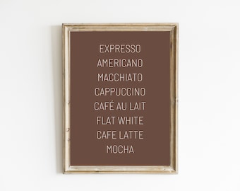 Coffee Drink Prints | Coffee Wall Art | Coffee Bar Decor | Coffee Bar Cart Art | Printable Wall Art | Minimalist Decor | DIGITAL DOWNLOAD