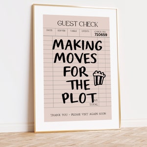 Guest Check Print | For the Plot Poster | Trendy Wall Art | Neutral Wall Art | Guest Check Wall Art | College Apartment Decor | Bar Cart Art