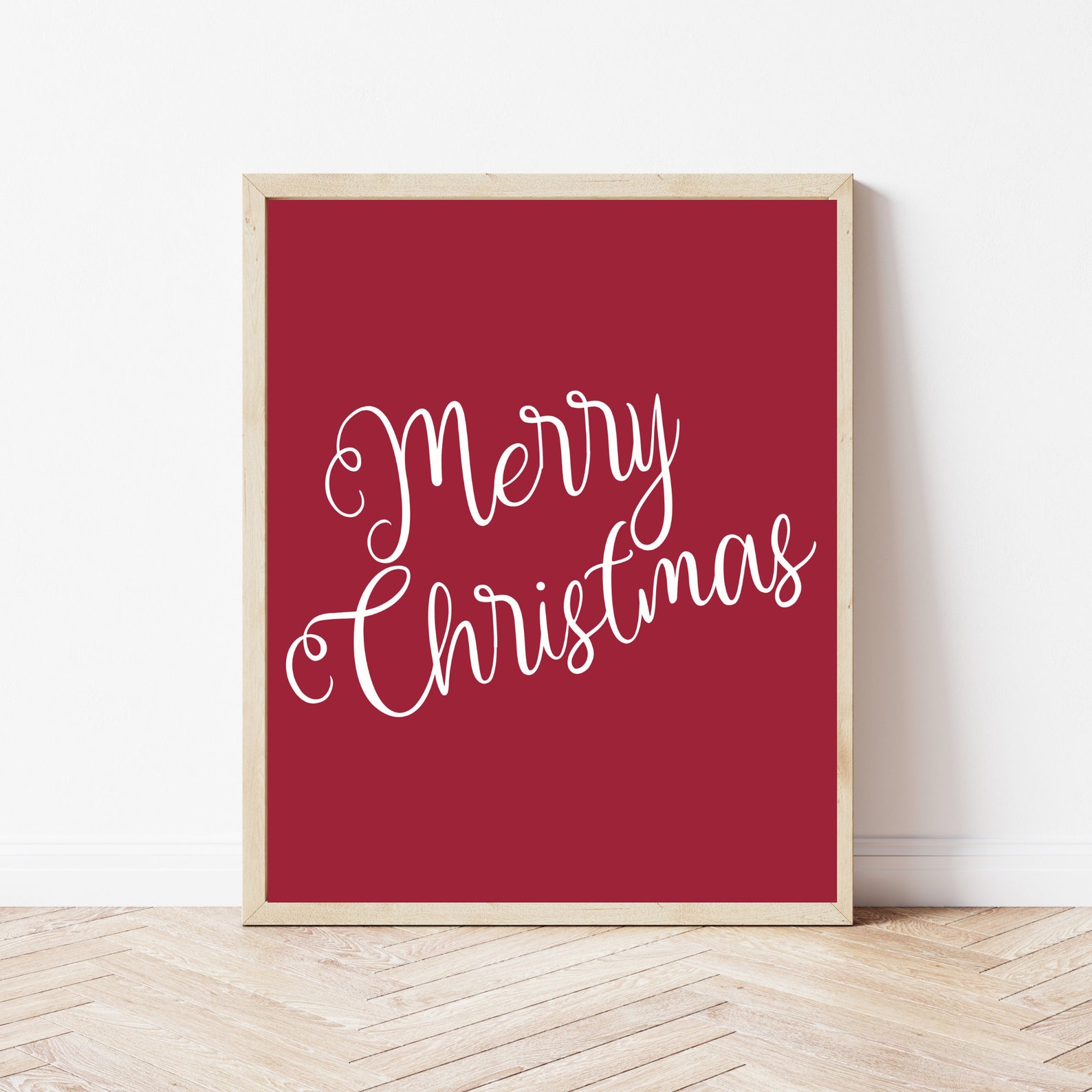 Merry Christmas Word Art Print Red and White Christmas - Etsy