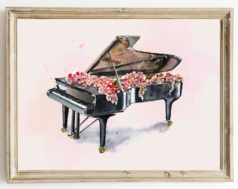 Musical Instrument Wall Print | Watercolor Piano Art | Music Classroom Decor | Music Education Poster | Music Teacher Instant Printable