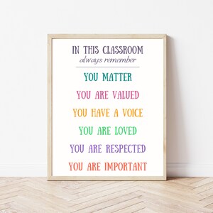 Classroom Sign Decor | In This Classroom Print | Rainbow Boho Classroom Poster | Printable Wall Art | Class Affirmation | DIGITAL DOWNLOAD