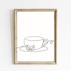 Coffee Line Art | Coffee Wall Art | Coffee Print | Coffee Bar Print | Minimalist Coffee Art | Coffee Cup Hand Drawn | DIGITAL DOWNLOAD