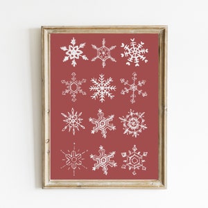 Snowflakes Wall Art | Snowflake Print | Christmas Home Decor | Winter Printable Art | Holiday Decorations | Snowflake Poster | DIGITAL PRINT
