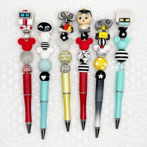 Caneta autógrafo inspirada em Wall-E, caneta esferográfica com contas e Disney Pixar Doorable, Wall-E, Eve