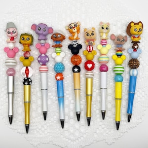 Winnie the Pooh Inspired Beaded ballpoint pen with Disney Doorable, Autograph Pen,  Tigger, Rabbit, Eyeore, Piglet, Roo, Heffalump