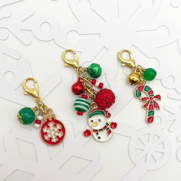 Set of 3 planner charms, Christmas dangle, holiday travelers notebook accessory