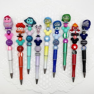 Caneta autógrafo inspirada em Inside Out, caneta esferográfica com contas e porta-cartões Disney Pixar, alegria, medo, raiva, nojo, medo, Bing Bong