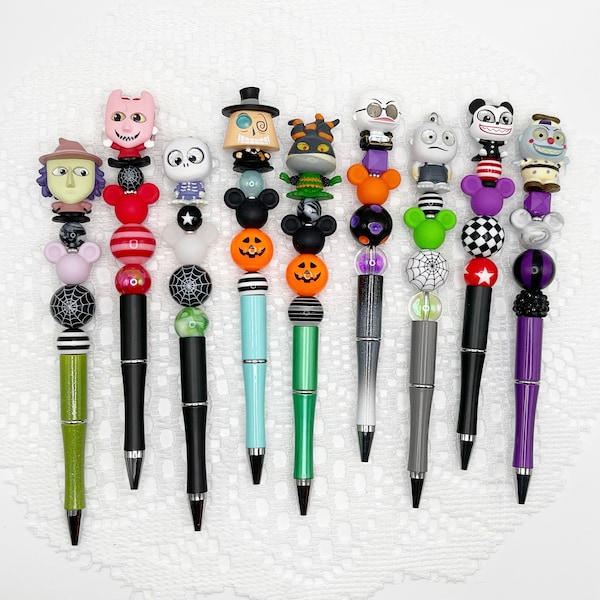 CLEARANCE: Nightmare Before Christmas inspired autograph pen, beaded ballpoint pen with Disney Doorable