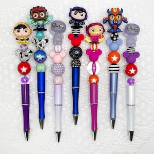 Big Hero 6 Inspiriert Autogrammstift, Perlenkugelschreiber mit Disney Doorable, Baymax, Hiro Hamada, GoGo Tomago, Fred, Wasabi, Honey Lemon