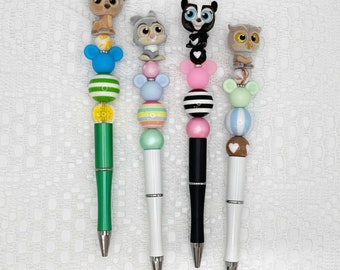 Bambi Inspired autograph pen, beaded ballpoint pen with Disney Doorable, Thumper, Flower, Owl