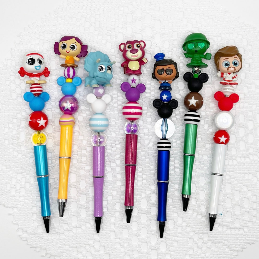 Toy Story Inspired Autograph Pen, Beaded Ballpoint Pen With Disney Doorable Forky, Lotso, Duke