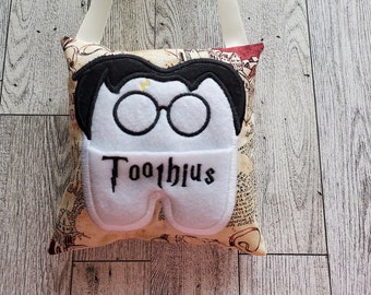 personalized tooth fairy pillows custom tooth holder with pocket, wizard school wizard gifts, book gifts for book lovers, pop culture merch