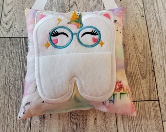 Tooth Fairy Pillow Unicorn, Rainbow Unicorn Tooth Fairy Pillow, Tooth Fairy Pillow Girl, Tooth Fairy Holder, stocking stuffers for girls