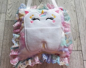 Tooth Fairy Pillow Unicorn, Rainbow Unicorn Tooth Fairy Pillow, Tooth Fairy Pillow Girl, Tooth Fairy Hanger, Girl Tooth Fairy Pillow