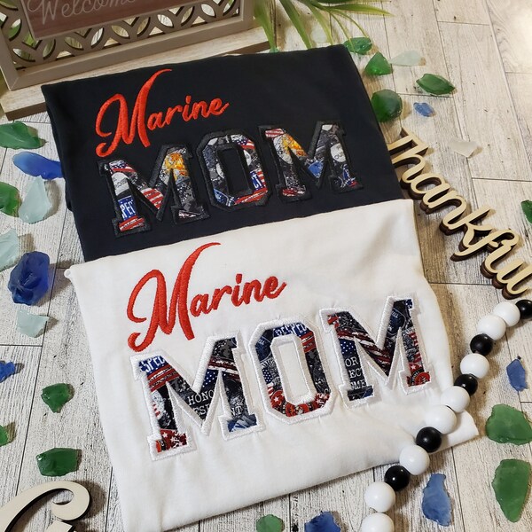 Marine mom shirt, sweatshirt for veteran mom, proud marine mom gifts, embroidered marine corps sweatshirt for proud military family