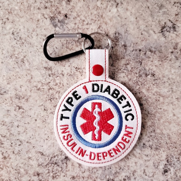 medical alert tag for backpack, type 1 diabetes tag, medical bag tag, medical alert for keychain, personalized gift for type 1 diabetic