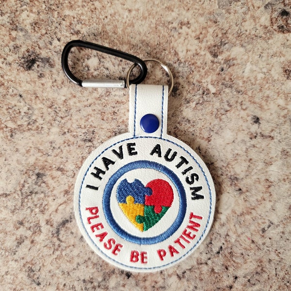 please be patient I have autism tag, autism gifts, autism awareness keychain, autism alert for backpack, autism ally, autism bag tag