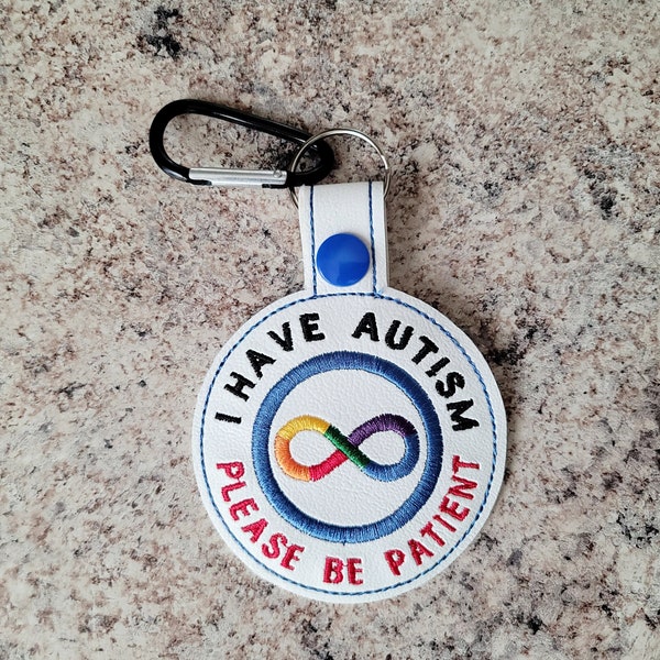 please be patient I have autism tag, autism tag for backpack, autism awareness keychain, autism tag with infinity symbol, autism bag tag