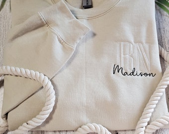 personalized RN sweatshirt embroidered, RN gifts for women, registered nurse sweatshirt women, nurse gift for her, work bestie, best sellers