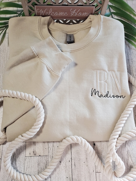personalized RN sweatshirt embroidered, RN gifts for women, registered nurse sweatshirt women, nurse gift for her, work bestie, best sellers