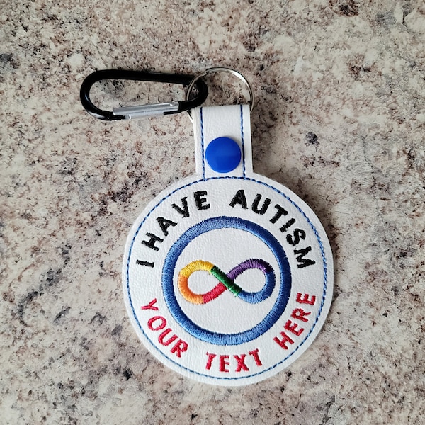 personalized autism awareness key tag, autism bag tag, autism alert for backpack, autism tag for wagon, autism infinity ribbon keychain